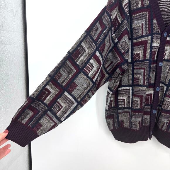 VTG Saint Marcus Grandpa Cardigan Sweater Mens M Slouchy Chunky Y2K Academia - Picture 5 of 8